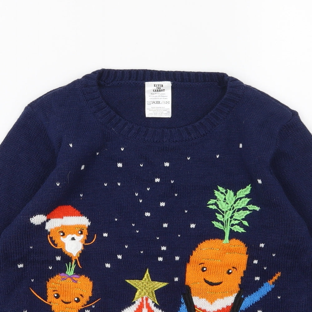 Aldi Boys Blue  Knit Pullover Jumper Size 9-10 Years  - Kevin the Carrot