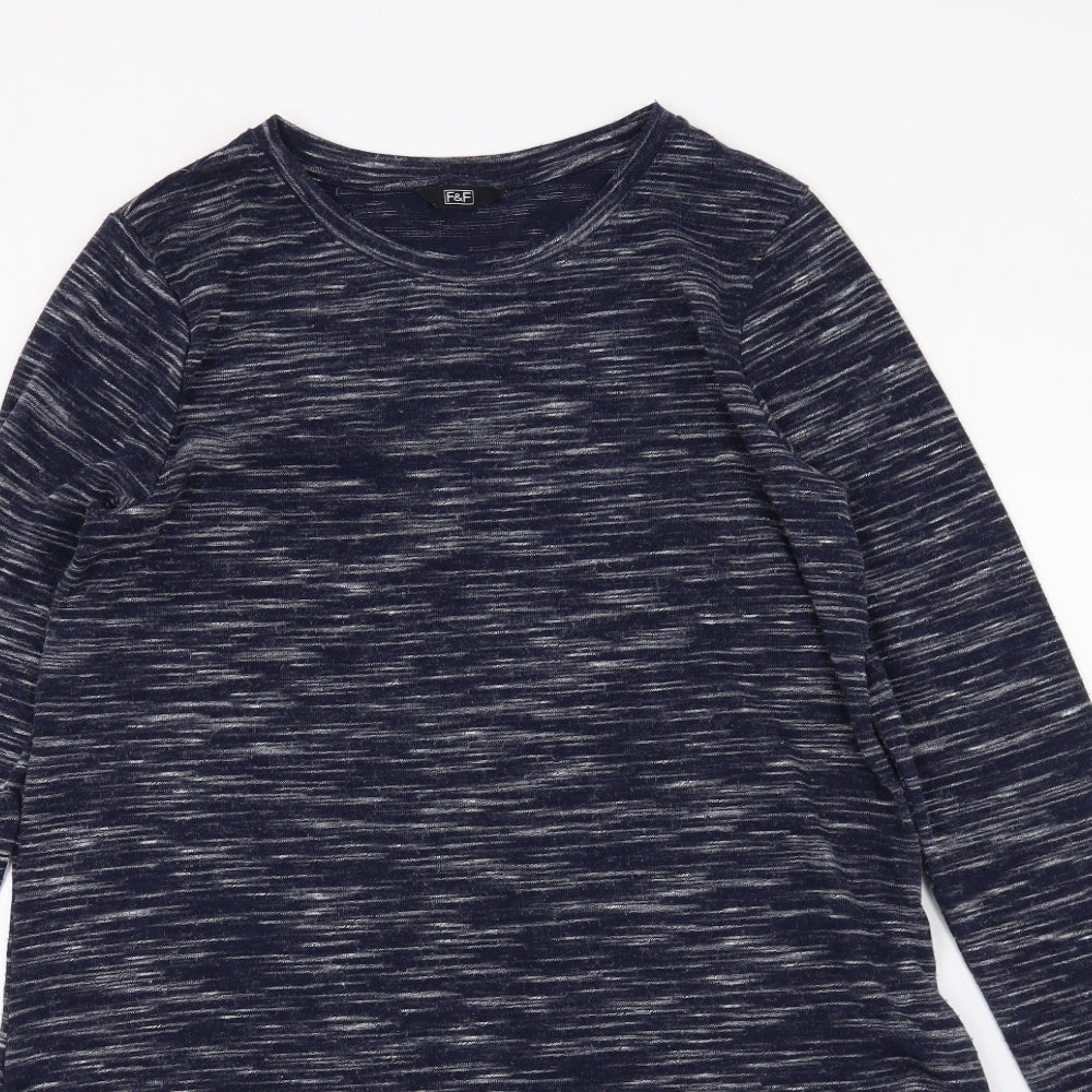 F&F Womens Blue  Jersey Pullover Jumper Size 10  - side slits