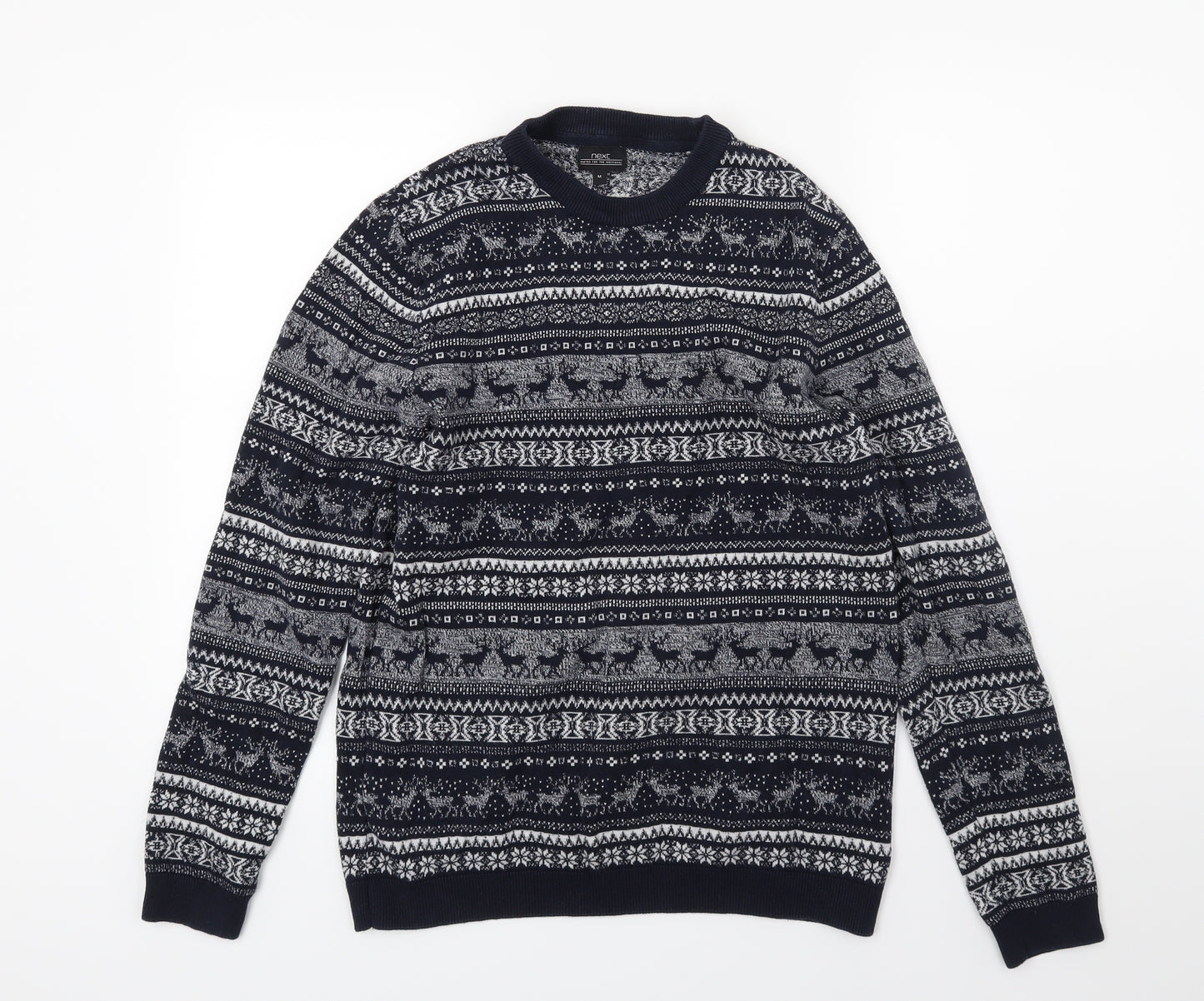 NEXT Mens Blue  Knit Pullover Jumper Size M  - Christmas