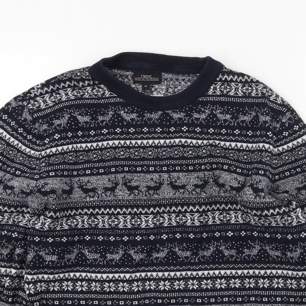 NEXT Mens Blue  Knit Pullover Jumper Size M  - Christmas
