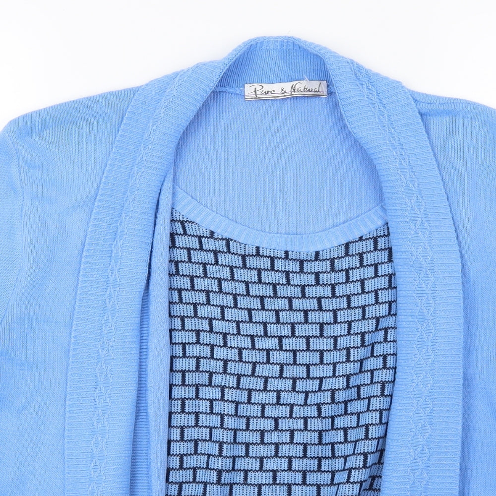 Pure & Natural Womens Blue Striped Knit Pullover Jumper Size M