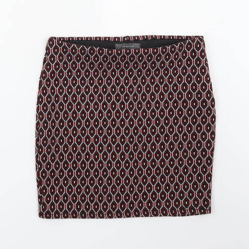 Primark Womens Red Geometric  Bandage Skirt Size 10