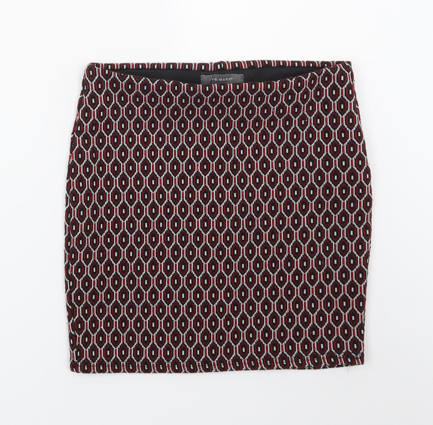 Primark Womens Red Geometric  Bandage Skirt Size 10