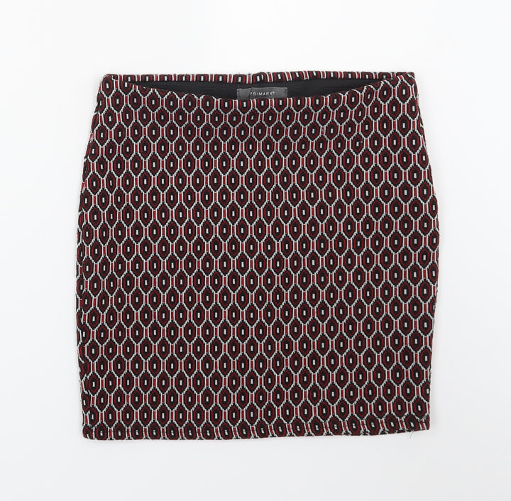 Primark Womens Red Geometric  Bandage Skirt Size 10