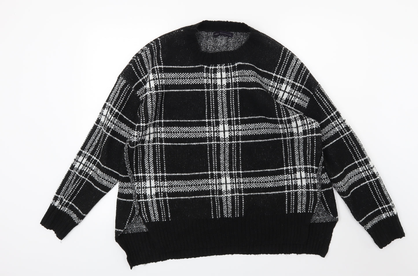 Marks and Spencer Womens Black Striped Knit Pullover Jumper Size L