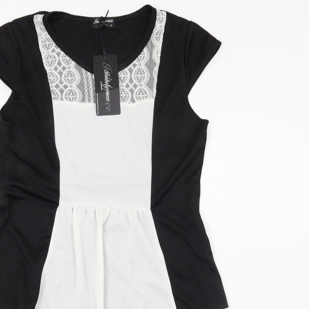 Indulgence London Womens Black Striped  A-Line  Size 16