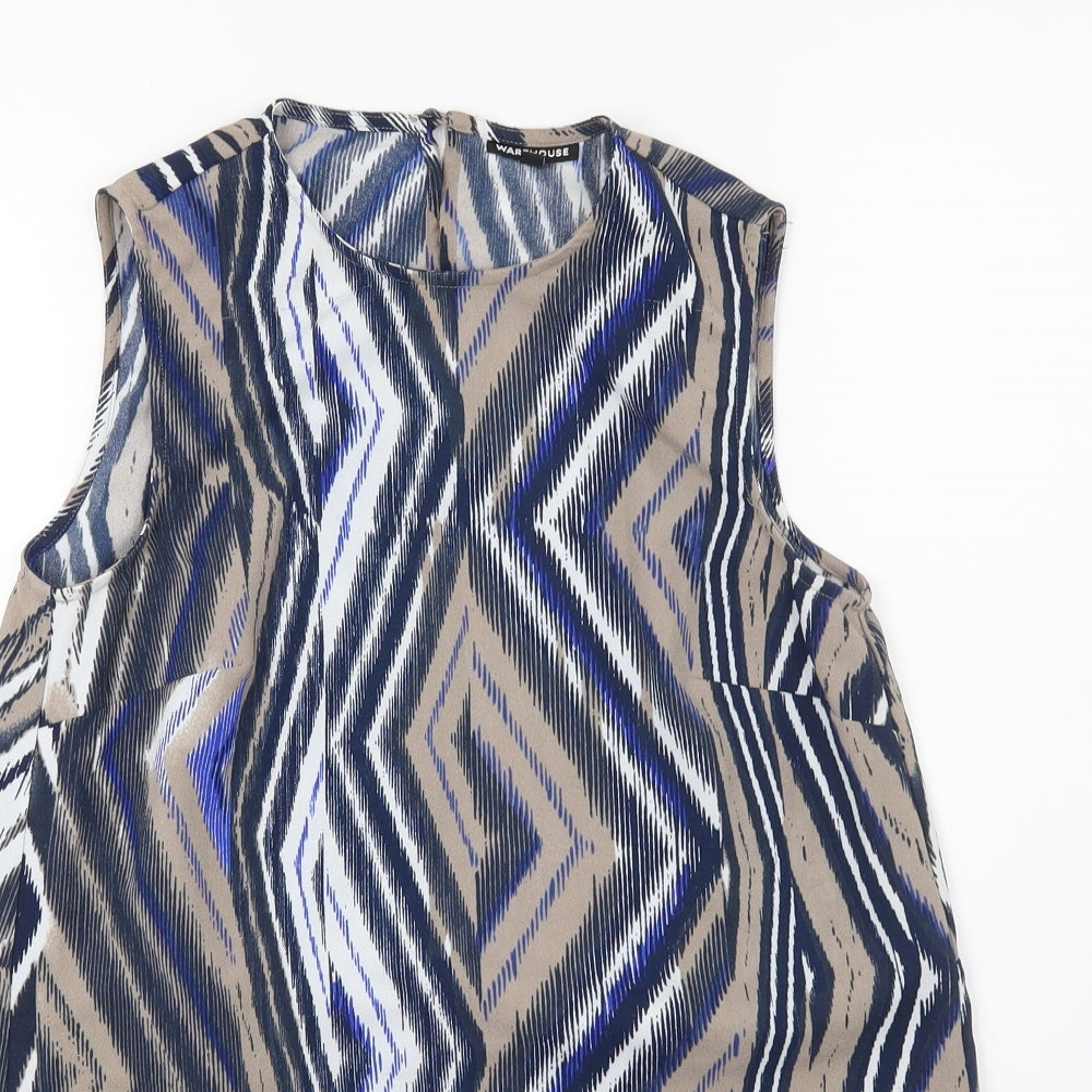 Warehouse Womens Multicoloured Geometric Chiffon Camisole Blouse Size 8