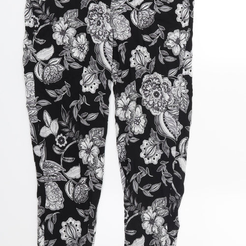 Papaya Womens Black Floral  Harem Trousers Size 8 L26 in