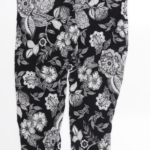 Papaya Womens Black Floral  Harem Trousers Size 8 L26 in