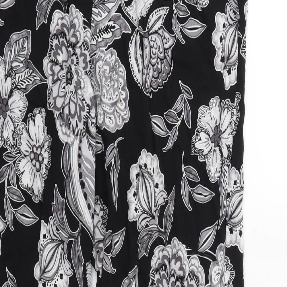 Papaya Womens Black Floral  Harem Trousers Size 8 L26 in