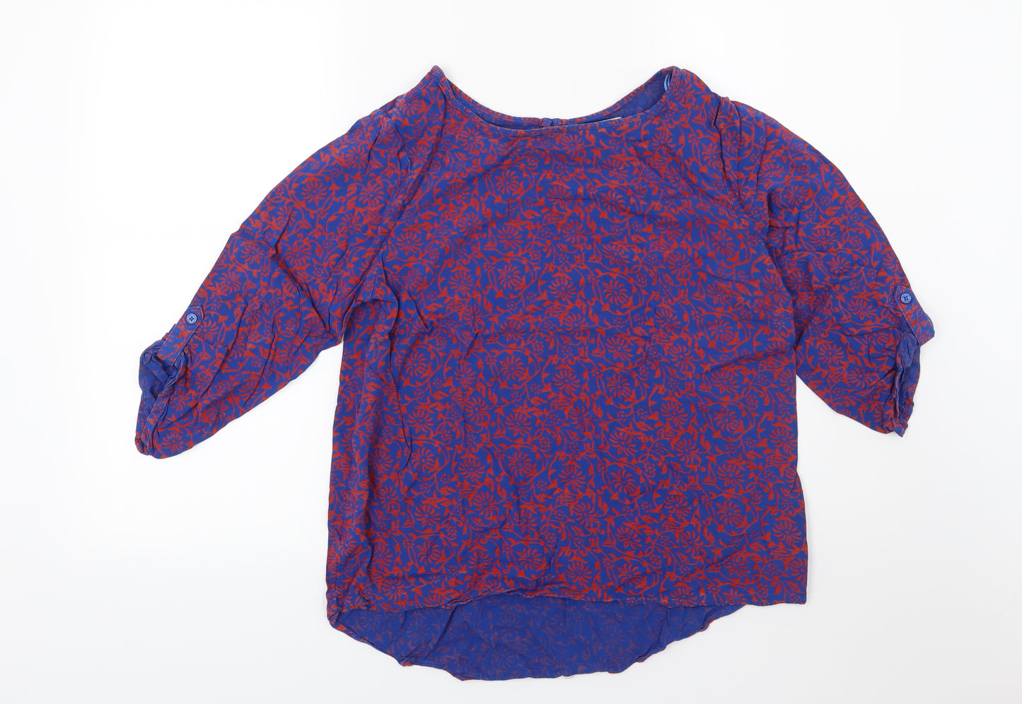 Papaya Womens Blue Floral Jersey Basic Blouse Size 12