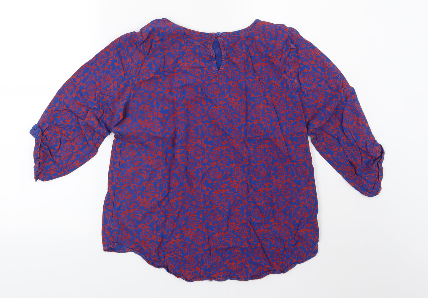 Papaya Womens Blue Floral Jersey Basic Blouse Size 12