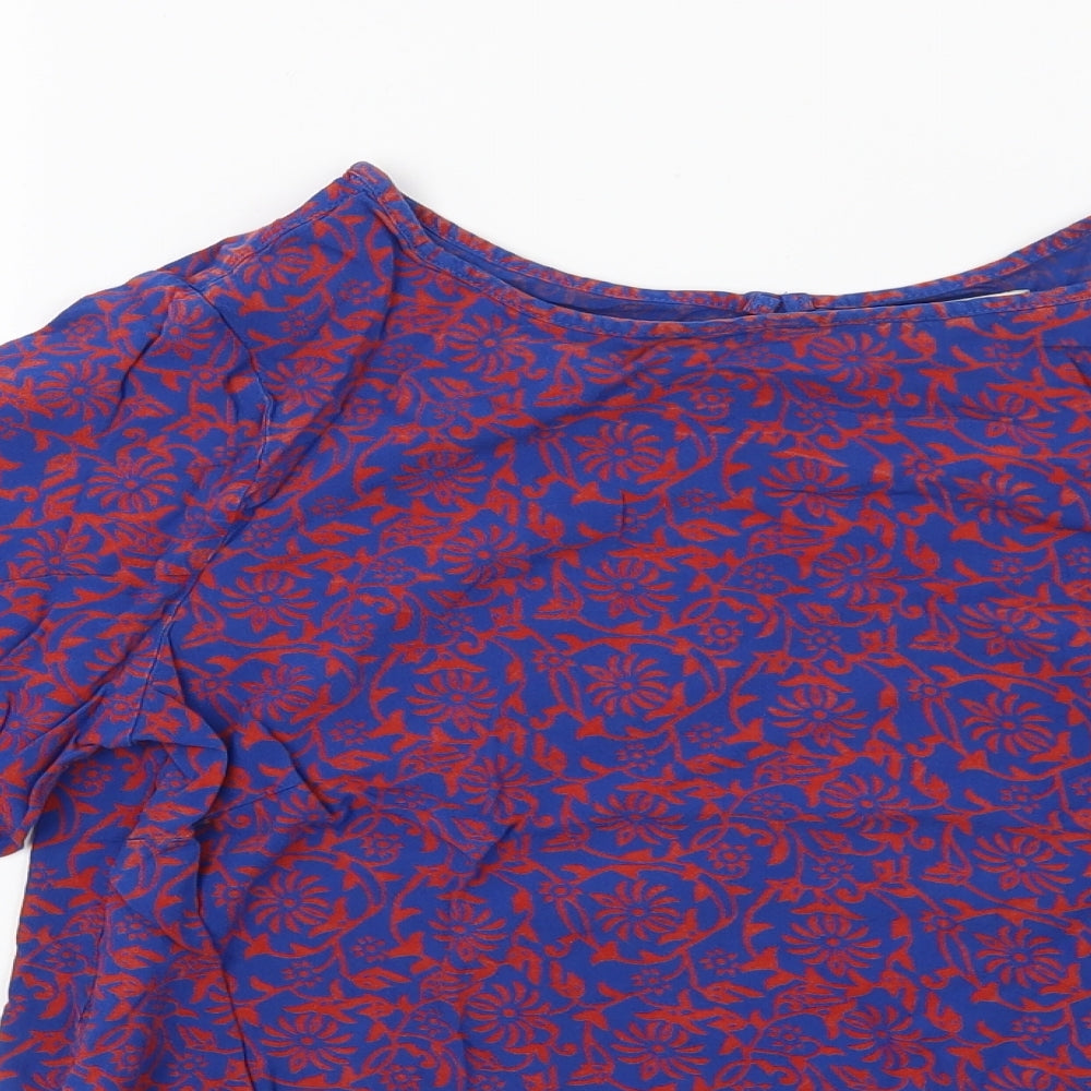 Papaya Womens Blue Floral Jersey Basic Blouse Size 12