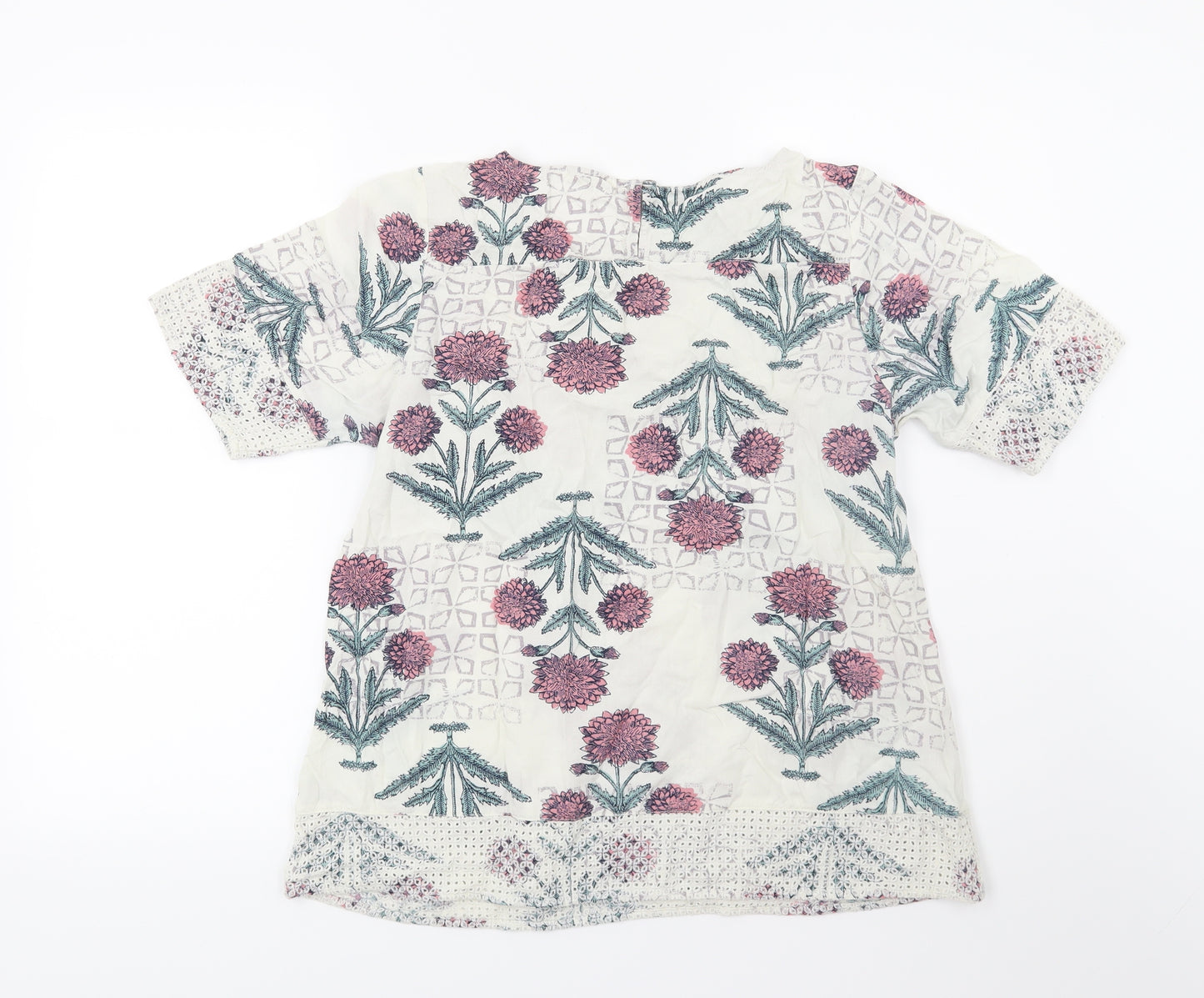 White Stuff Womens Multicoloured Floral  Basic T-Shirt Size 14