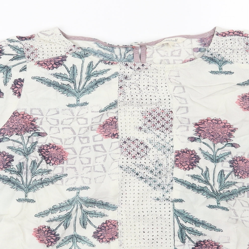 White Stuff Womens Multicoloured Floral  Basic T-Shirt Size 14