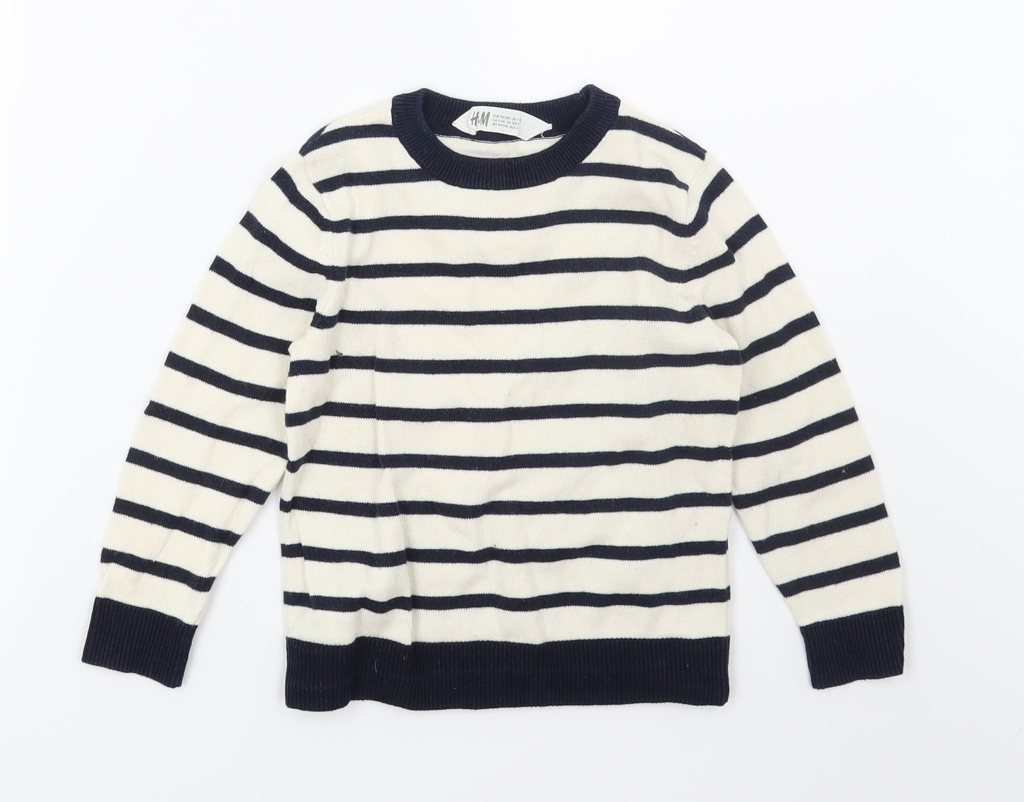 H&M Boys Blue Striped Knit Pullover Jumper Size 2-3 Years
