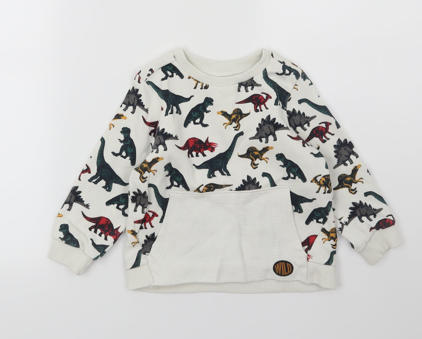Nutmeg Boys Ivory  Jersey Pullover Sweatshirt Size 2-3 Years  - Dinosaur