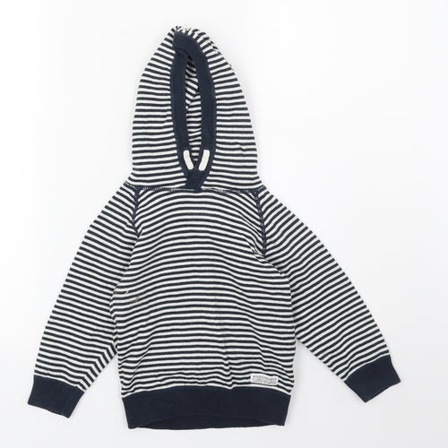 H&M Boys Blue Striped Knit Pullover Hoodie Size 2-3 Years