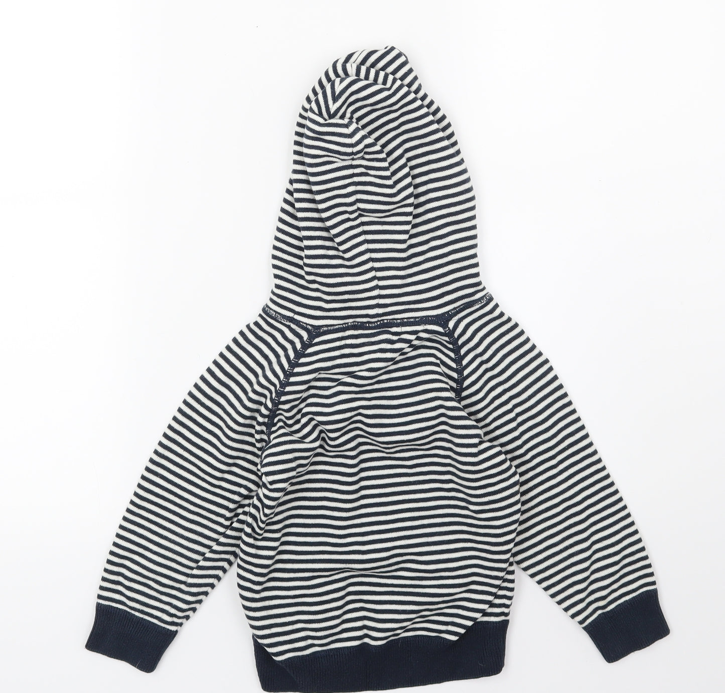 H&M Boys Blue Striped Knit Pullover Hoodie Size 2-3 Years