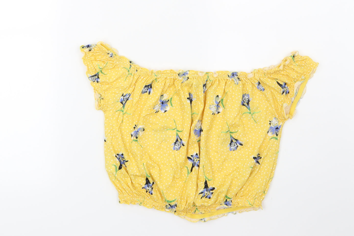 New Look Womens Yellow Floral Jersey Basic T-Shirt Size 8