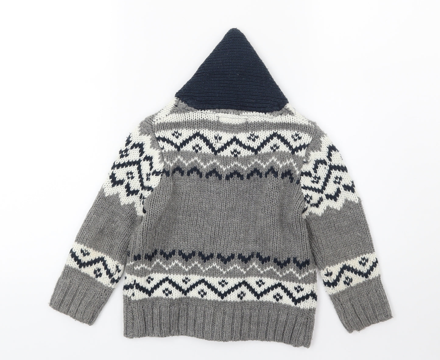 Primark Boys Grey  Knit Cardigan Jumper Size 2-3 Years