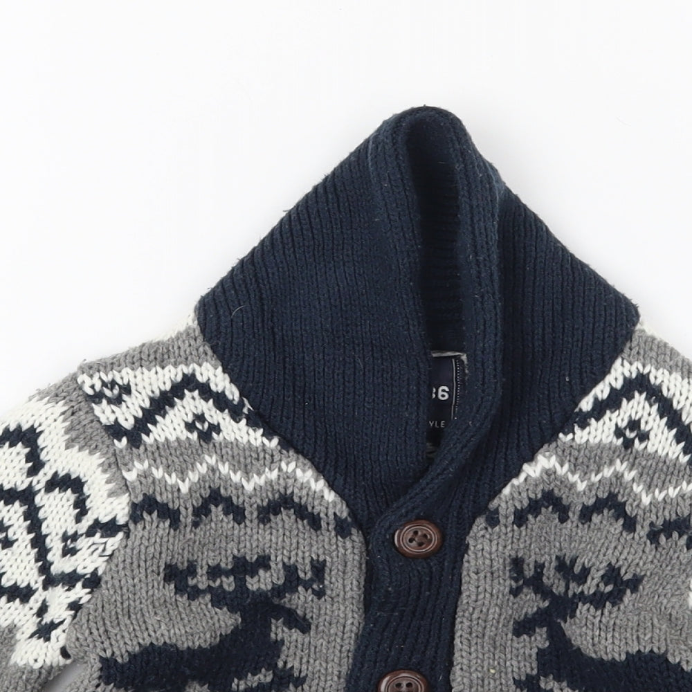Primark Boys Grey  Knit Cardigan Jumper Size 2-3 Years