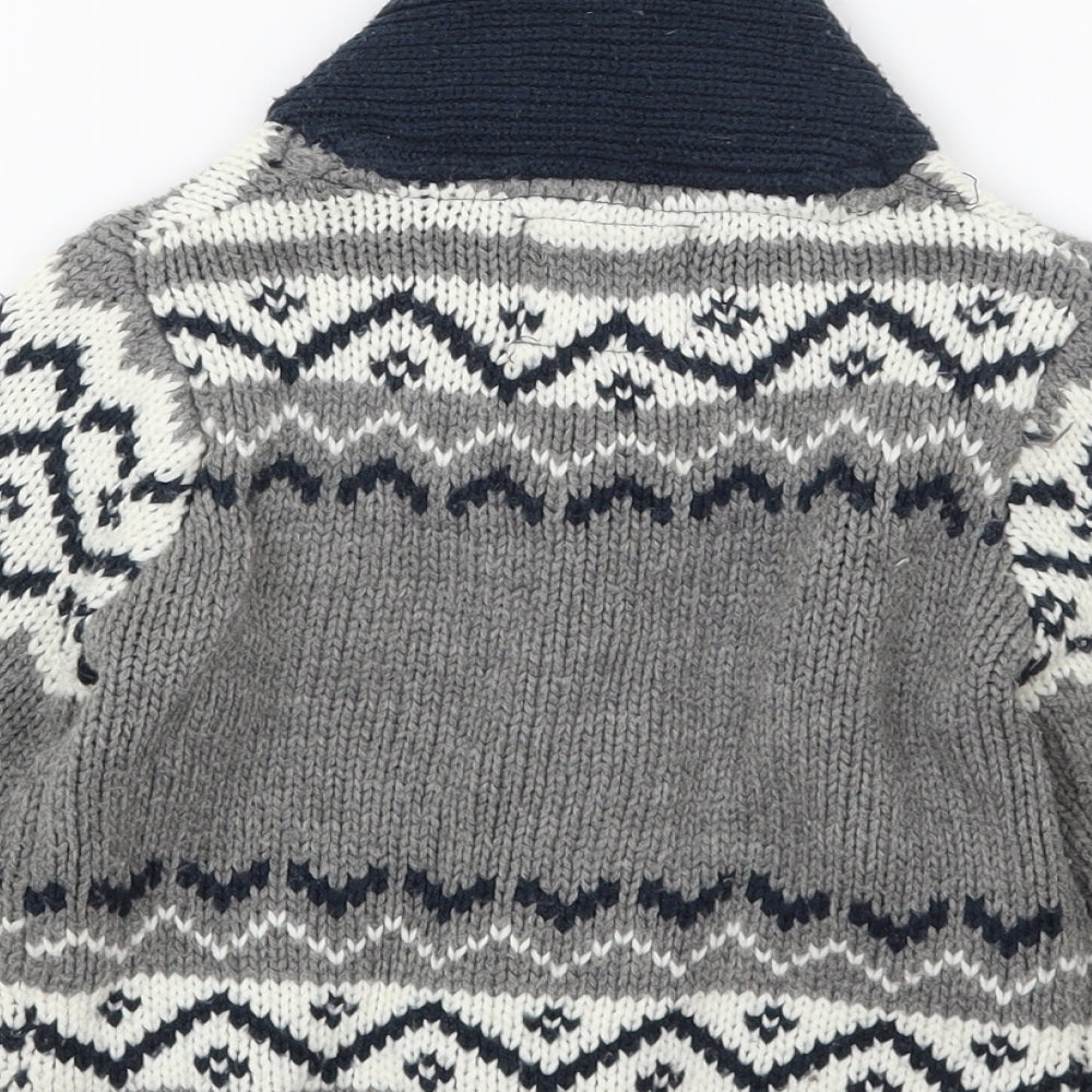 Primark Boys Grey  Knit Cardigan Jumper Size 2-3 Years
