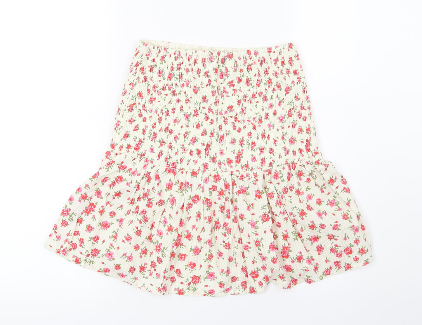 Primark Womens Ivory Floral  Flare Skirt Size 4