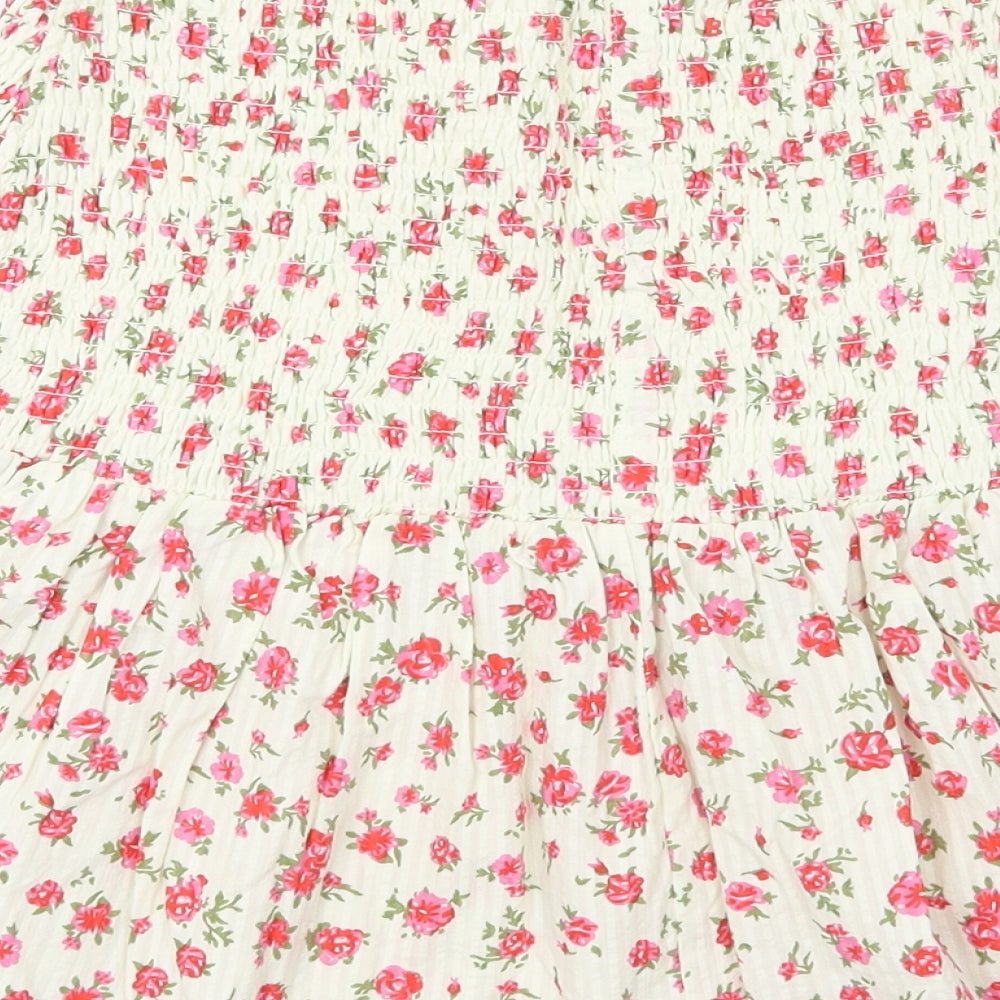 Primark Womens Ivory Floral  Flare Skirt Size 4