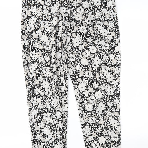 F&F Womens Black Floral  Trousers  Size 8 L28 in