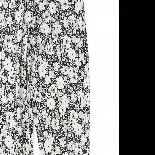 F&F Womens Black Floral  Trousers  Size 8 L28 in