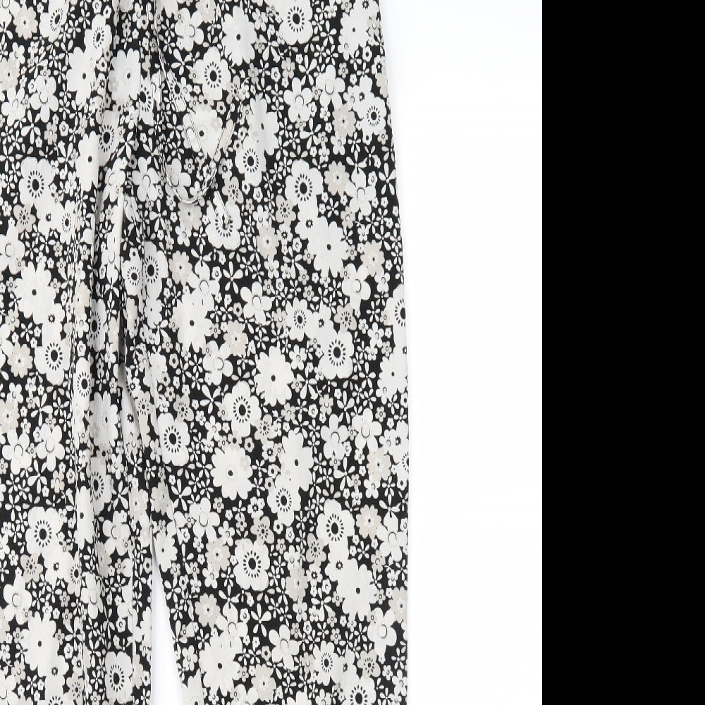 F&F Womens Black Floral  Trousers  Size 8 L28 in