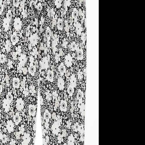 F&F Womens Black Floral  Trousers  Size 8 L28 in