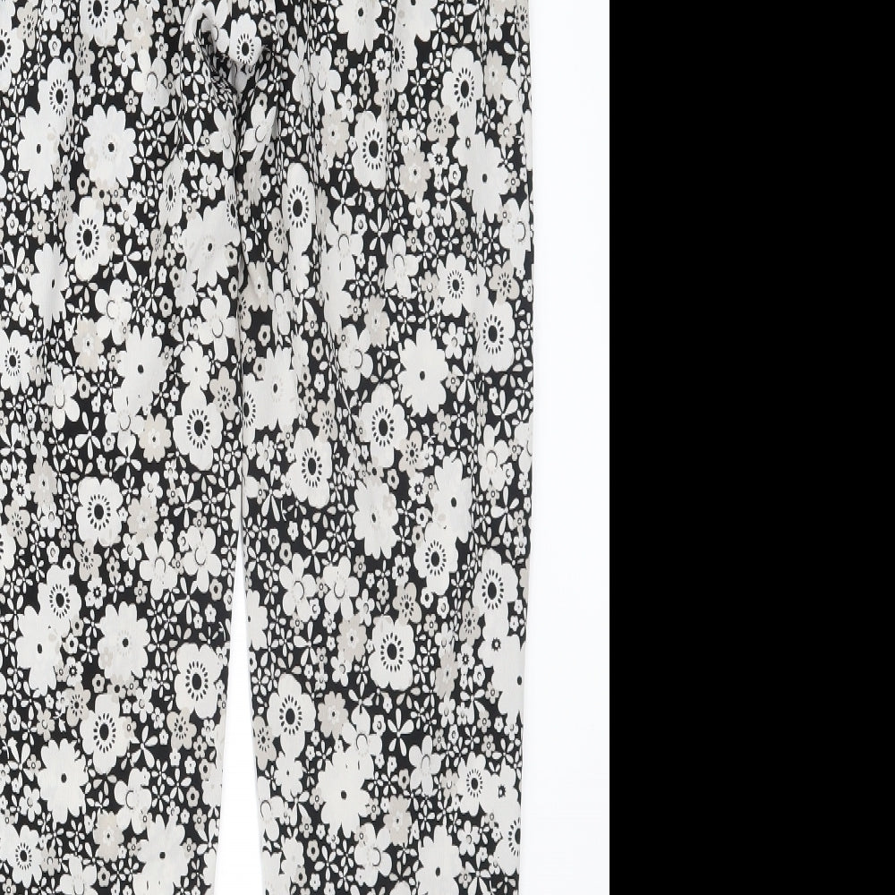 F&F Womens Black Floral  Trousers  Size 8 L28 in