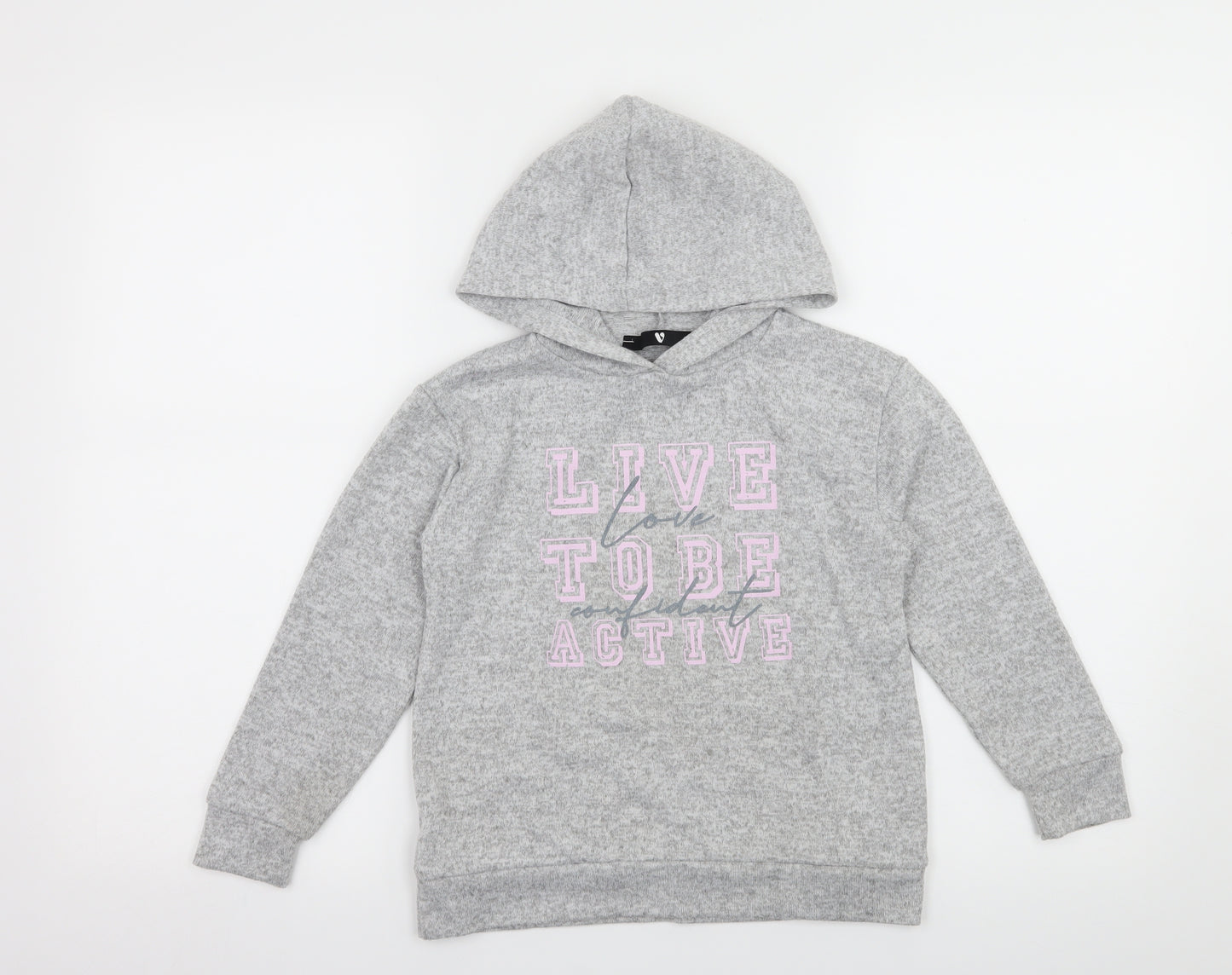 Very Girls Grey  Jersey Pullover Hoodie Size 8 Years  - Love