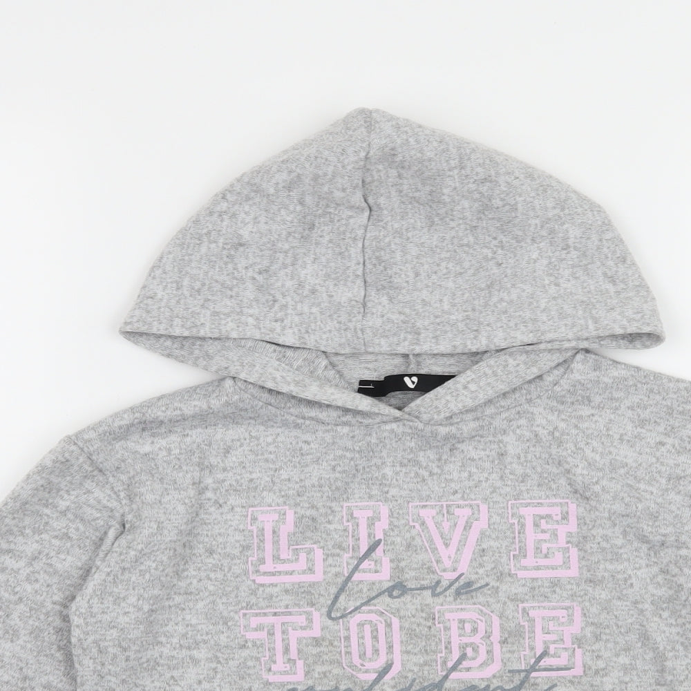 Very Girls Grey  Jersey Pullover Hoodie Size 8 Years  - Love