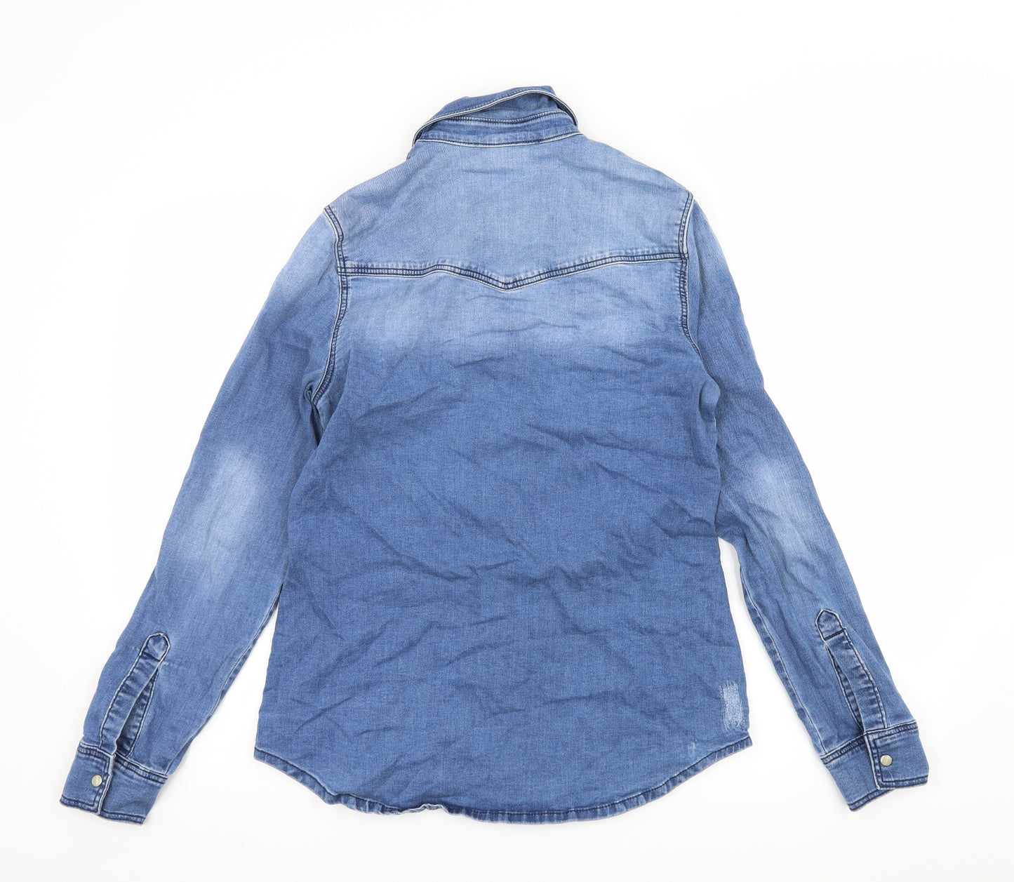 Oui Womens Blue  Denim Basic Button-Up Size 12