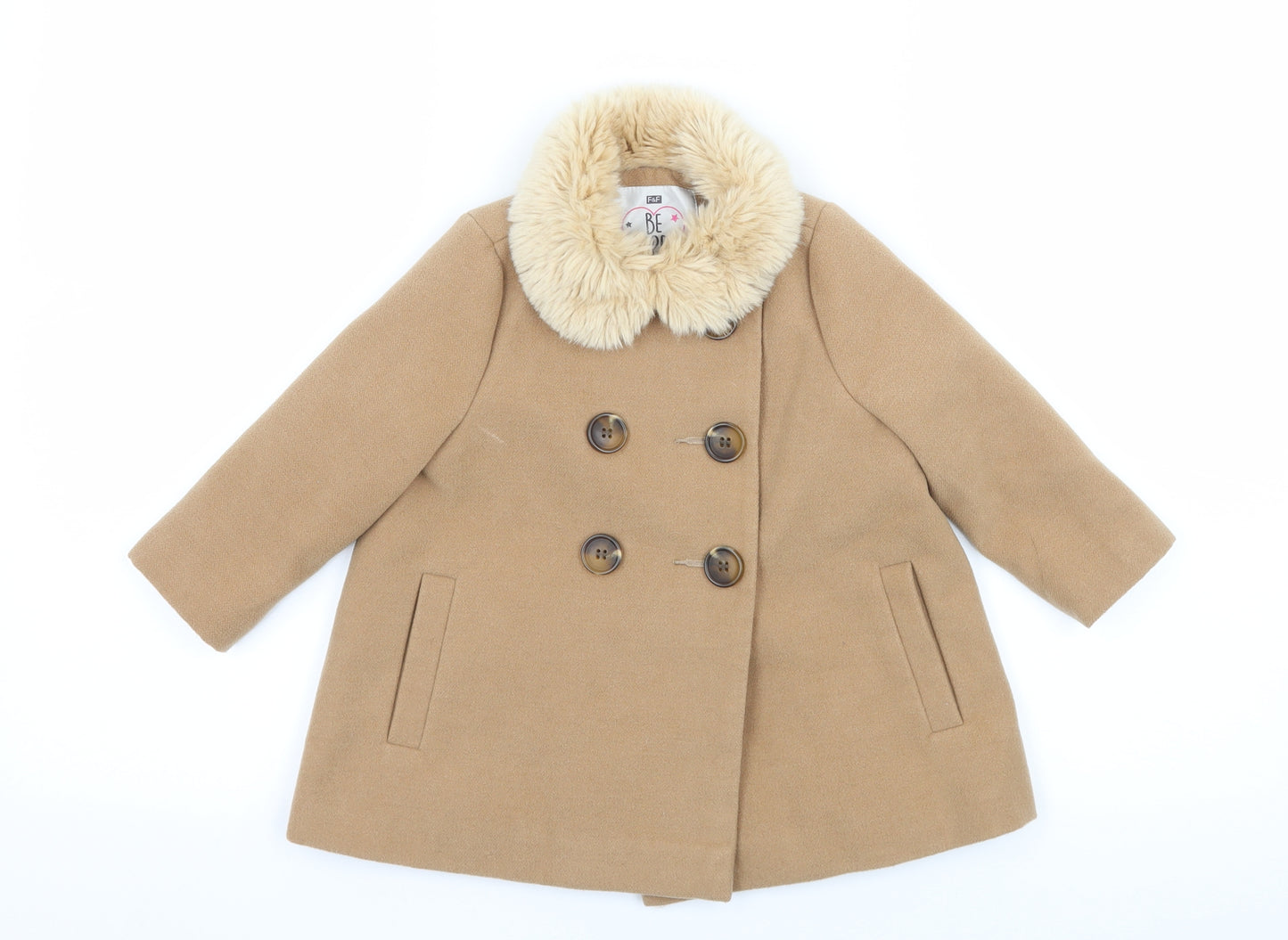F&F Girls Brown   Pea Coat Coat Size 12-18 Months
