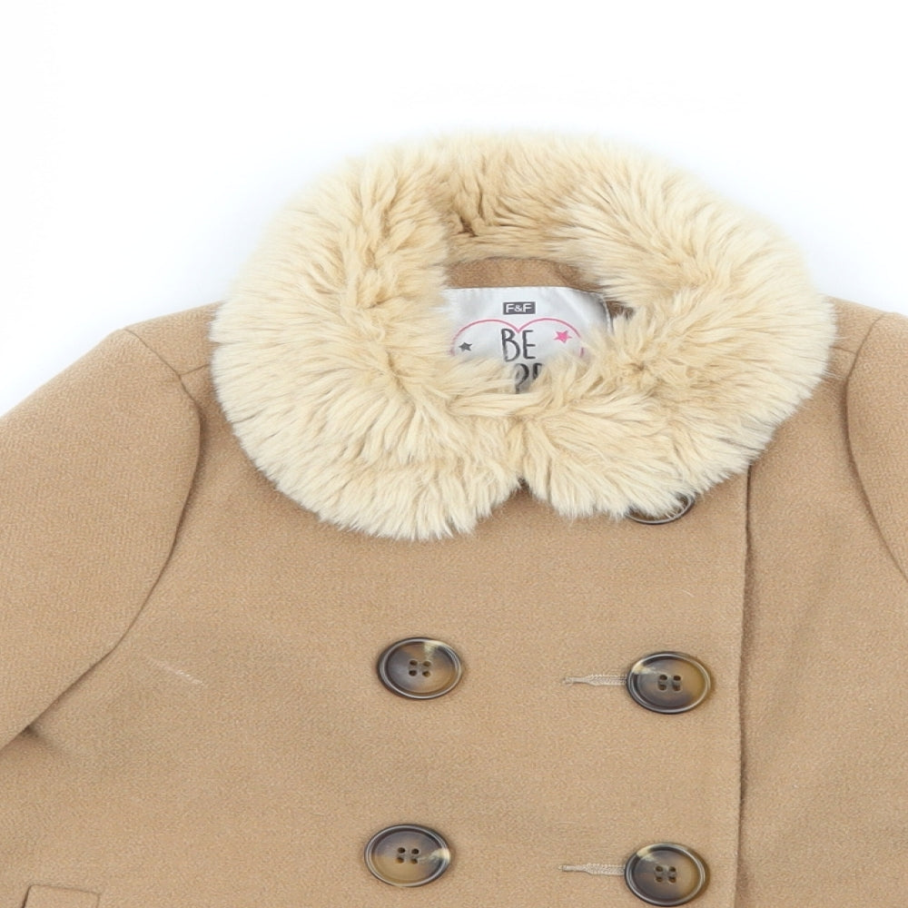 F&F Girls Brown   Pea Coat Coat Size 12-18 Months