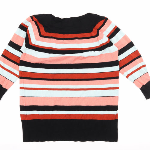 F&F Womens Black Striped Knit Pullover Jumper Size 14
