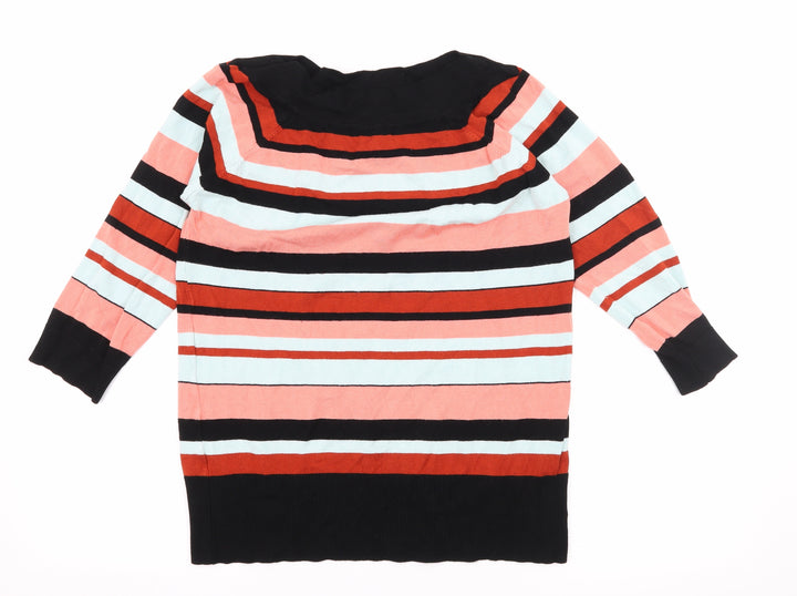 F&F Womens Black Striped Knit Pullover Jumper Size 14
