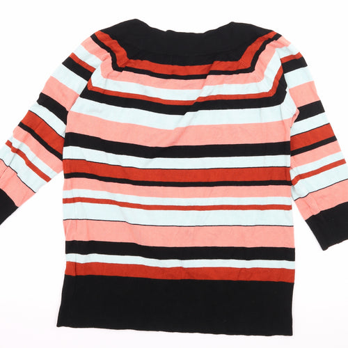 F&F Womens Black Striped Knit Pullover Jumper Size 14