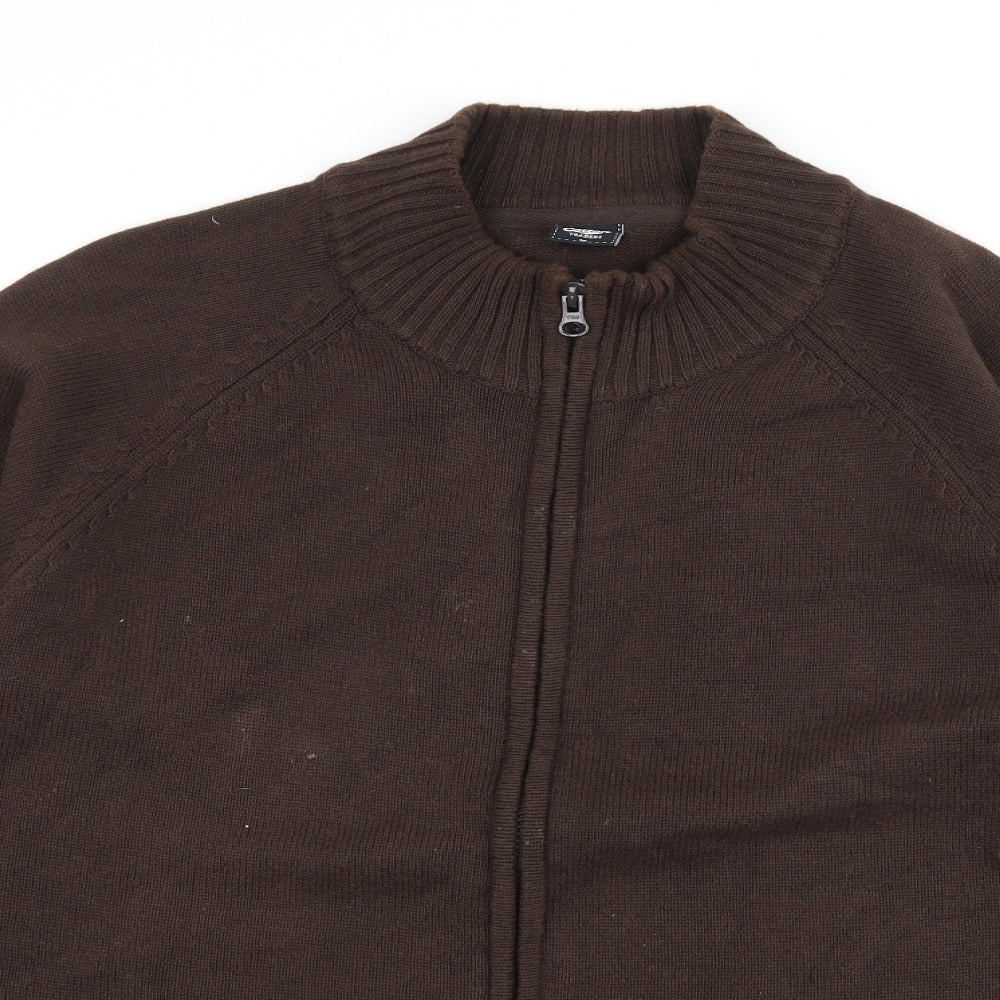 Cotton Traders Mens Brown  Knit Cardigan Jumper Size M