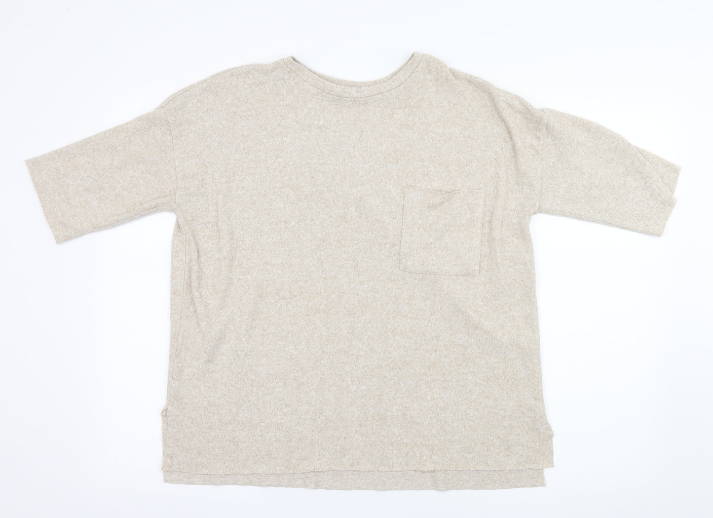 Zara Womens Beige  Knit Basic T-Shirt Size S