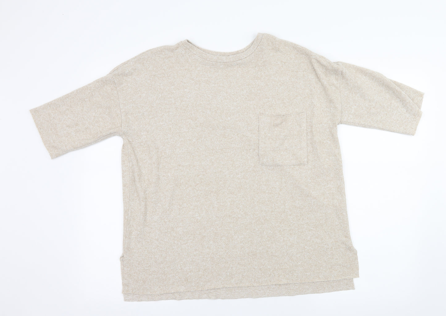 Zara Womens Beige  Knit Basic T-Shirt Size S