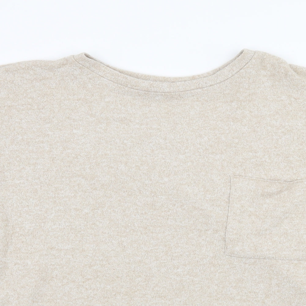 Zara Womens Beige  Knit Basic T-Shirt Size S