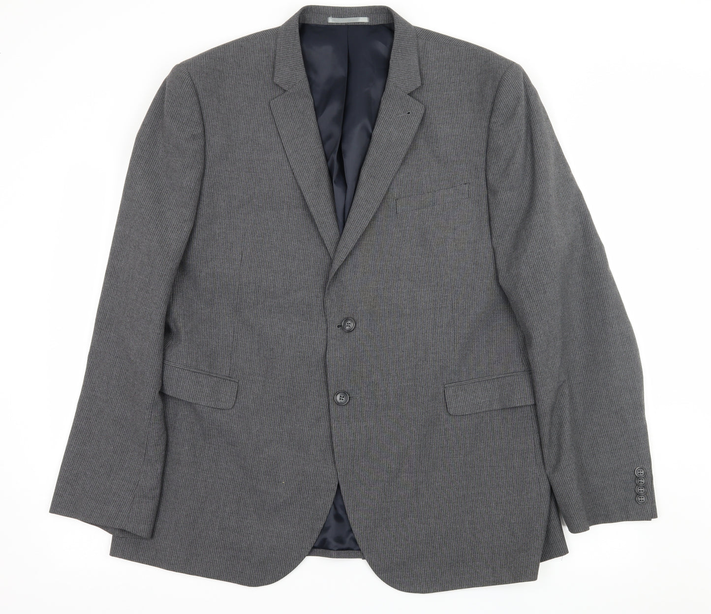 Cedar Wood State Mens Grey Striped  Jacket Suit Jacket Size XL
