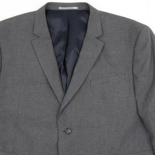 Cedar Wood State Mens Grey Striped  Jacket Suit Jacket Size XL