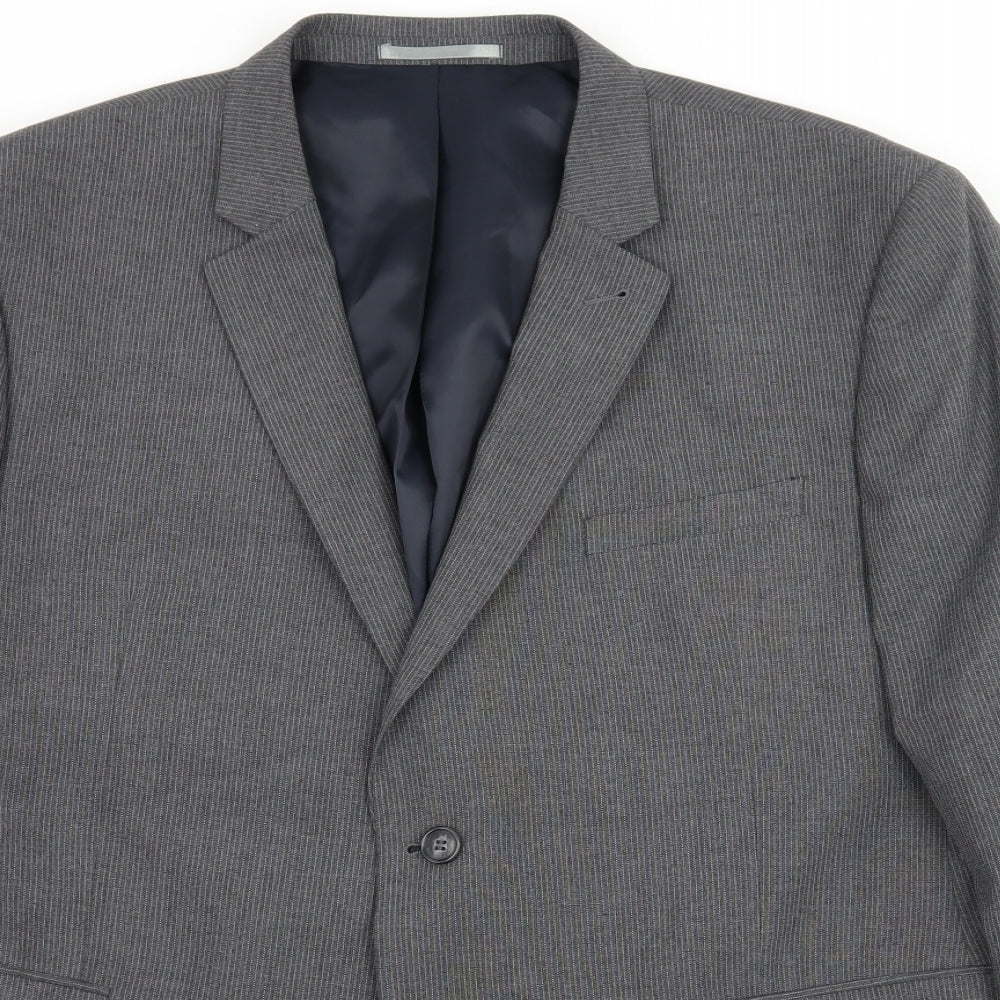 Cedar Wood State Mens Grey Striped  Jacket Suit Jacket Size XL