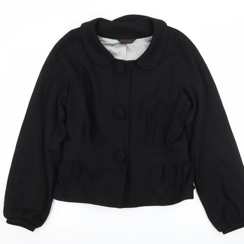 Miss Selfridge Womens Black   Pea Coat Coat Size 12